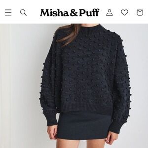 Misha & Puff Original Popcorn Sweater | Black “Carbon” | Pima Cotton | Size M |